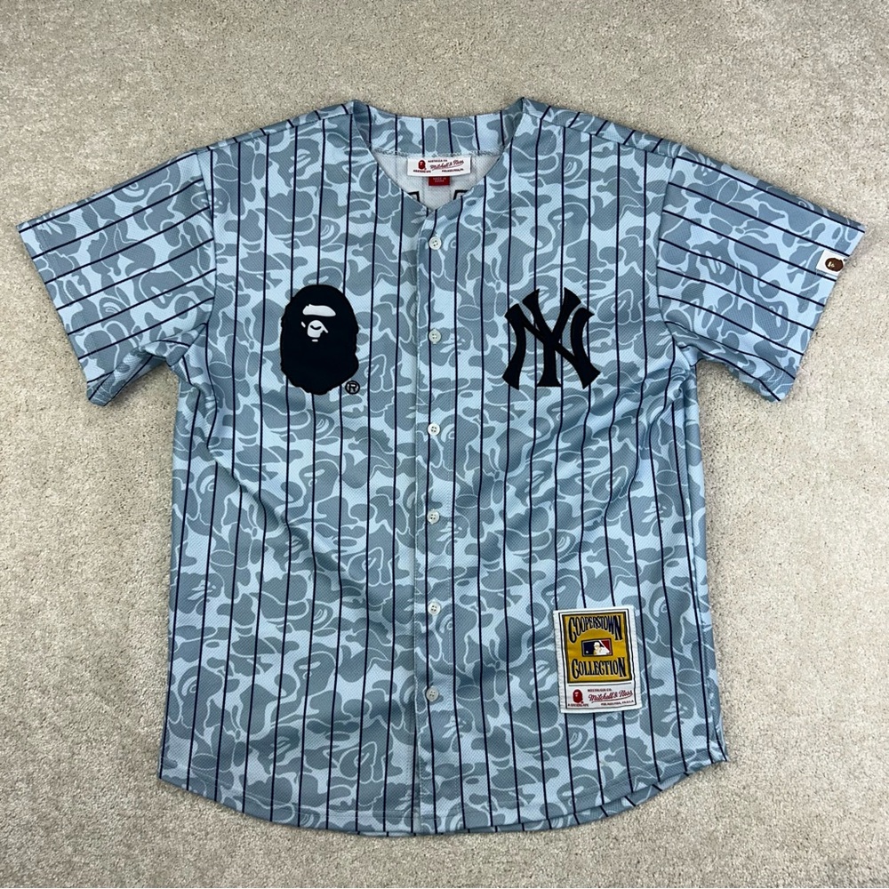 Mitchell & Ness x A Bathing Ape NY Yankees Camo Baseball Jersey Boys Large